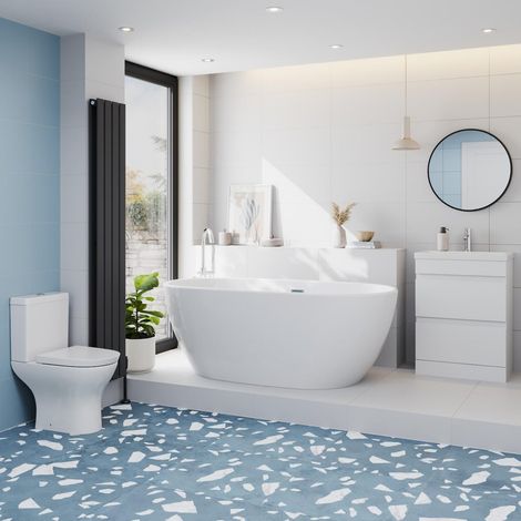Ceramica Bathroom Suite 1500mm Freestanding Bath Toilet WC Basin Vanity Unit (1/5)