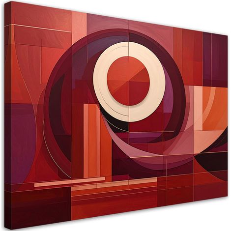 Stampe su Tela, Astrazione moderna con un cerchio rosso e forme geometriche. - 30x20 (1/2)