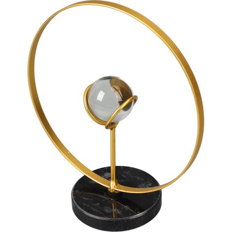 Déco de table en fer géométrique, boule en cristal factice, ornement moderne de bureau pour salon, étude, espace de travail, cadre rond, pièce décorative. (1/5)