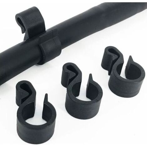 Lot de 100 crochets de suspension pour tuyau d'égouttement – Ø 16 mm – Fixation de tuyau / irrigation gouttelettes / raccord de tuyau / tuyau goutte à goutte (1/5)