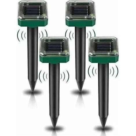 Répulsif solaire ultrason anti-taupes et rongeurs – Lot de 4 dispositifs extérieurs pour jardins, campagnols, serpents et gophers (1/4)