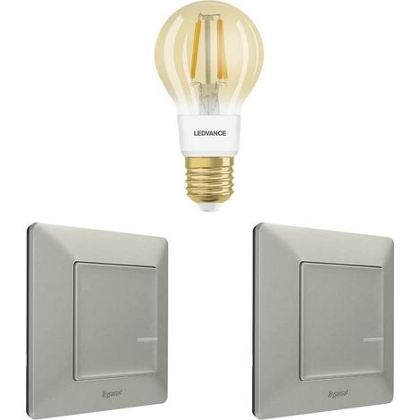 Kit d'extension Smart Lighting, commande vocale, ampoule intelligente à intensité variable, 2 interrupteurs sans fil, ampoule vintage, interrupteur en aluminium, 199323 (1/3)