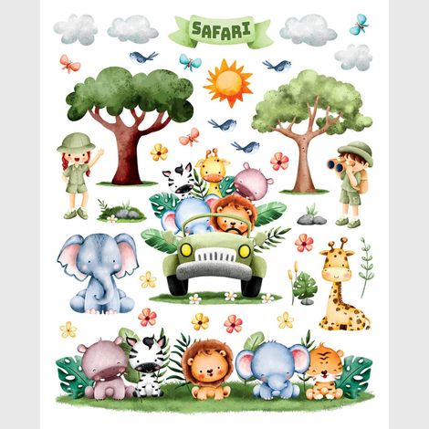 Sticker - Animaux du safari - 14x20 cm (1/4)