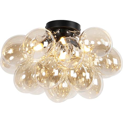 QAZQA Lampada da soffitto uvas - Art déco - Vetro,Acciaio - Oro/Ottone/Nero - Sfera G9 Max. 4 x 2.5 Watt