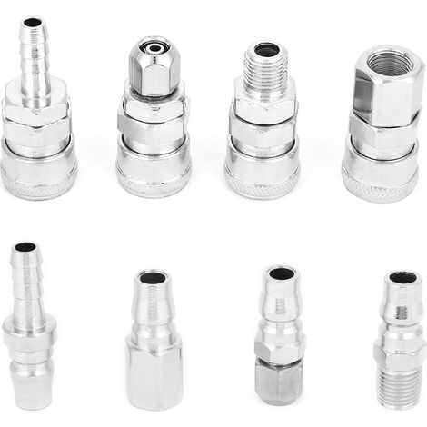 Ensemble de 8 raccords rapides pneumatiques 3/8" à dégagement rapide pour tuyau de compresseur d'air