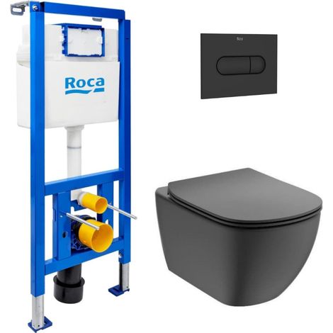 WC-Set Vorwandelement + Ideal Standard spülrandloses Wand-WC mit SoftClose-Sitz + Betätigungsplatte (ROTEBMA02-IN)