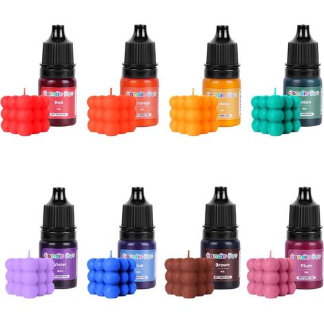 Colorant Liquide pour Bougies,8 Couleurs Colorant de Bougie Liquide pour Bougie DIY,Bougies à Haute Concentration Couleurs,Kit Pigment Concentrée,5 ML par Couleur (1/5)