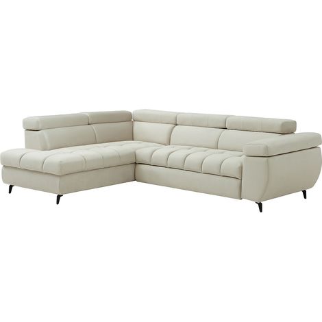 Divano letto angolo sinistro in velluto beige - NIACATO