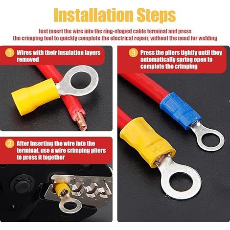 Cosse M6 Partiellement Isolée 4-6mm², Cosses À Sertir Partiellement Isolées, Oeillets À M6, Rv Connecteur De Câble, Pour Connecter Des Câbles Ou Des Torons (1/3)