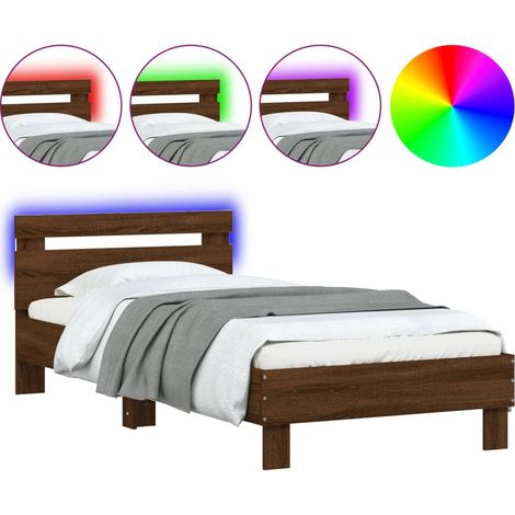 Maison Exclusive - Estructura de cama cabecero luces LED roble ma