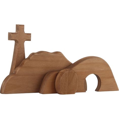Décoration de Pâques : Croix en bois, statue de Jésus au tombeau vide, figurine de croix de Pâques pour la maison (1/5)