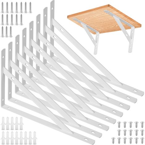 8 Pièces Equerre Etagere Murale, Supports Triangulaires Angulaires Droits de 90 Degrés, Support D'étagère Murale, Support d'angle Brace pour Salon Chambre Bibliothèque (Blanc 300X190MM) (1/5)