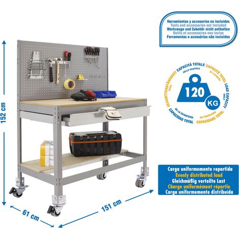 Simonrack Tavolo da lavoro grigio con cassetto in metallo