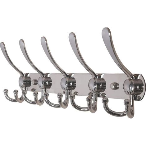 Porte-manteau mural, patères murales – Acier inoxydable extra résistant, 5 crochets, porte-manteau pour manteaux, chapeaux, serviettes, entrée, salle de bain (argent) (1/5)