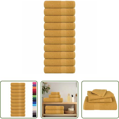 vidaXL Frottiertücher - Badetücher FROGN 10 Stk. Gold 100x150 cm 360 g/m² (1/5)