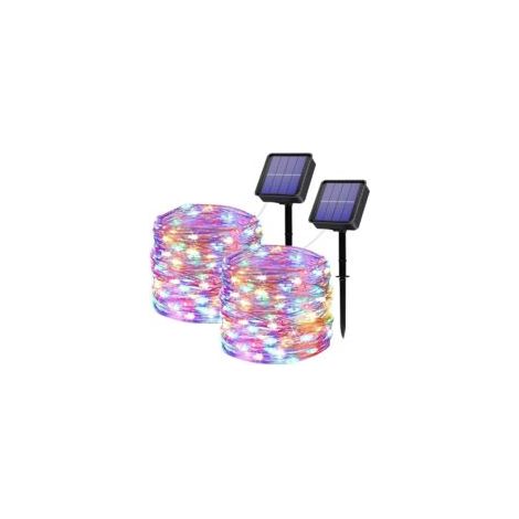 Luci a stringa solari per esterni, [confezione da 2] 2 x 22 m 200 LED Luci a stringa solari, 8 modalità, filo di rame impermeabile, luci decorative per giardino, matrimonio, festa, patio, camera da le