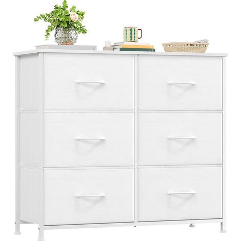 Stoffkommode mit 6 Schubladen, Weiß, 80x30x71.5 cm (1/5)