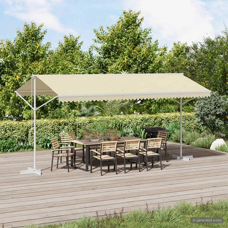 145883 vidaXL Free Standing Awning 500x300 cm Cream (1/5)