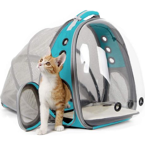Sac à Dos à Bulles Transparent avec Extension Dorsale pour Chats, Lapins et Petits Chiots jusqu'à 5.5 kg, Sac de Transport pour Chat vers Le vétérinaire (1/5)