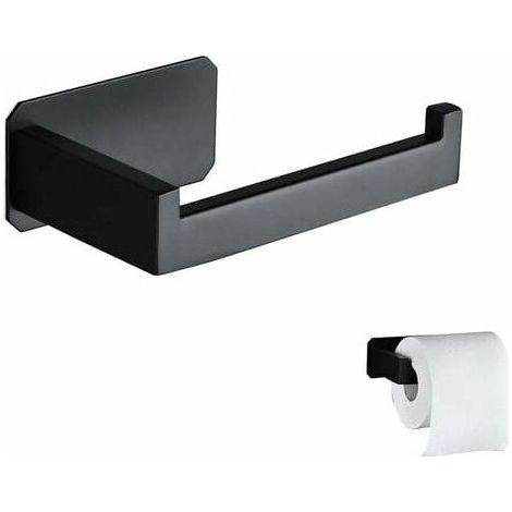 Porta carta igienica originale in acciaio inossidabile, porta carta igienica da parete, non richiede foratura, porta carta igienica nero con adesivo 3M per bagno, toilette e cucina, accessorio decorat (1/5)