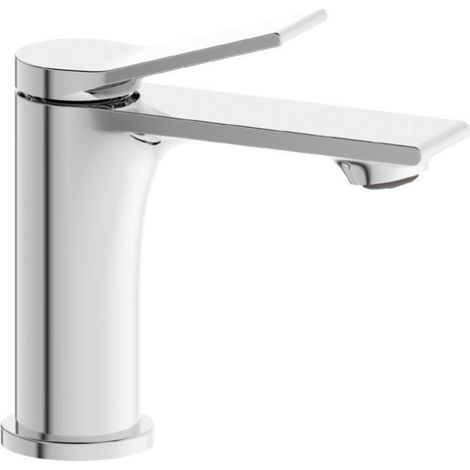Rubinetto per bagno moderno stilizzato miscelatore orientabile lavabo in ottone cromato lucido (1/3)