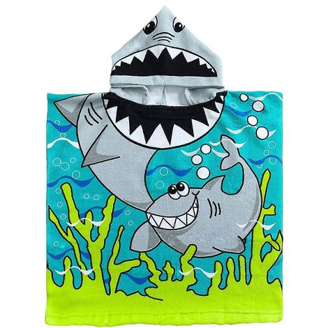 Serviettes de bain à capuche pour enfants, idéales pour la plage et la piscine, pour filles et garçons, ultra absorbantes, avec motifs d'animaux marins et de dessins animés. (1/5)