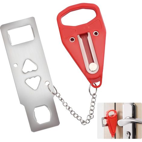 Serrure De Porte Portable - Pour Sécurité À Domicile Et En Voyage - Convient Aux Portes À Charnières S'ouvrant Vers L'intérieur - 1 Pièce
