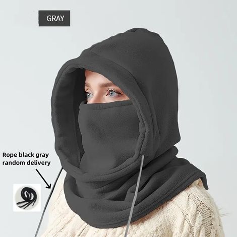 Cagoule d'hiver coupe-vent, masque de ski, cache-cou de cyclisme, masque facial anti-froid pour l'extérieur, écharpe à capuche pour femmes et hommes [DB] qd gris (1/4)