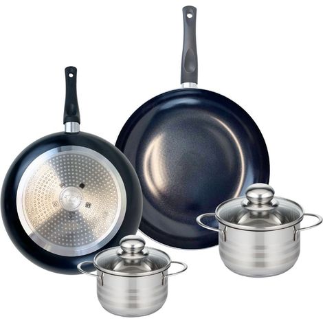 Ensemble de 2 Poêles de cuisson 28 et 32 cm et 2 faitouts 14 et 16 cm Elo Prima Brillant (1/5)