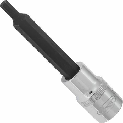 VIGOR Innenvierkant Antrieb 12,5 = 1/2 Zoll Innensechskant Schraubendreher-Einsatz Innensechskant-Profil V2072 Vierkant hohl 12,5 mm (1/2 Zoll) Innen-Sechskant Profil 5 Gesamtlänge: 100 mm (1/4)