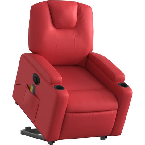 vidaXL Poltrona Alzapersona Reclinabile Elettrica Rossa in Similpelle (1/5)