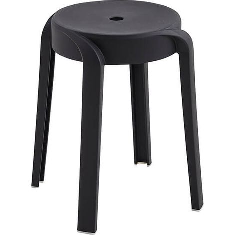 Tabouret HOME DELUXE NIVO – Empilable, noir (lot de 4) Tabourets peu encombrants pour la cuisine, le salon et le jardin