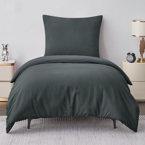 Bettwäsche 155x220 Mikrofaser 2tlg 155x220cm+80x80cm 01 - Anthrazit (1/5)