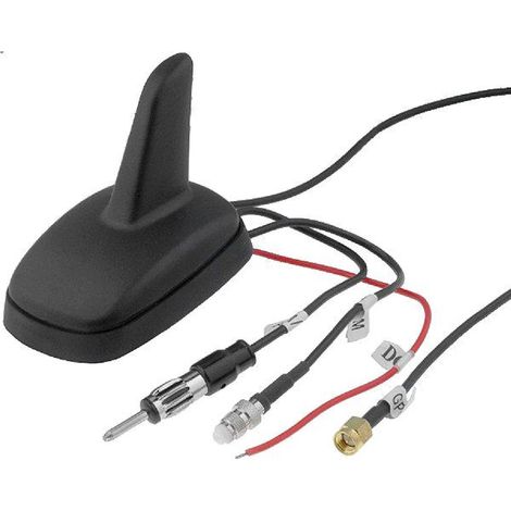 Adnauto – Antenne aileron de requin pour voiture AM FM GPS GSM – Connecteurs DIN FME-A SMA-A – Tension 12V DC – Gain 2.15dBi noir
