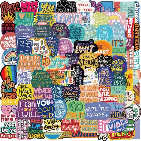 100 bunte Graffiti-Aufkleber mit inspirierenden Motiven - 100 bunte Graffiti-Aufkleber mit inspirierenden Motiven (1/5)
