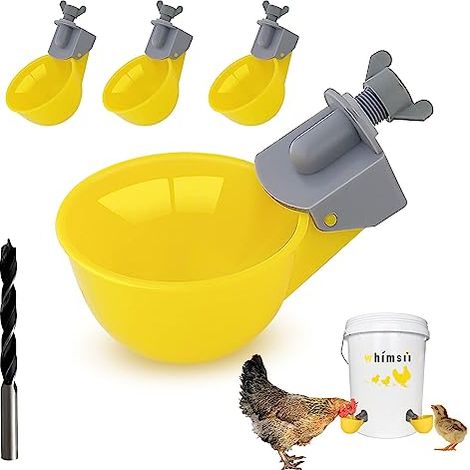 Bicchieri per l'acqua per polli (confezione da 6) - Abbeveratoio automatico a prova di perdite, contiene il 50% di acqua in più, adatto a pulcini, anatre, quaglie, tacchini (1/5)