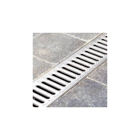 Grille de rénovation pour caniveau 130mm – Acier inoxydable – Adaptée aux anciens caniveaux de jardin – Résistance A15 pour usage piéton – ACO