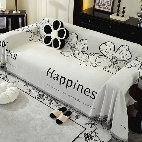 Ede Fleur joyeuse 130x180 Housse de canapé en chenille, housse de canapé intégrale, coussin de canapé anti-griffures de chat une pièce toutes saisons (1/4)