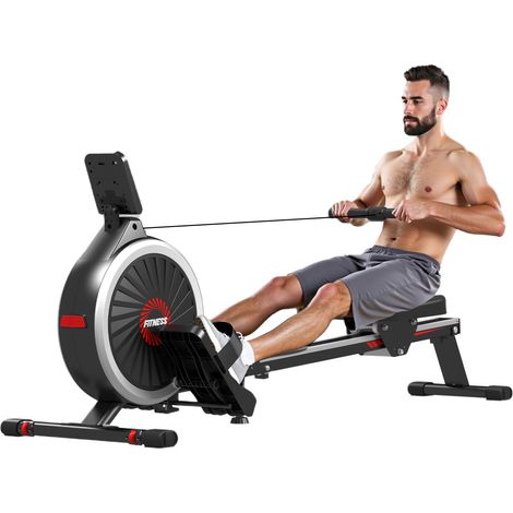 Magnetisches Rudergerät – Indoor-Rudergerät – mit LED-Anzeige und 16 Widerstandsstufen – Maximale Belastbarkeit 150 kg – Schwarz