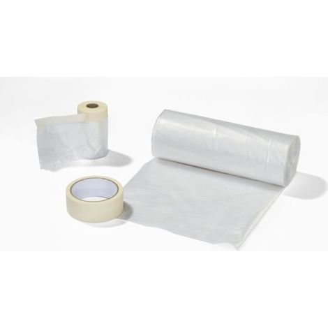 Wagner – Kit de masquage 4m x 6m – Film de masquage premium 20m x 2,70m et 20m x 0,55m – Adhésif 20m x 36mm – Cutter 12mm (1/8)