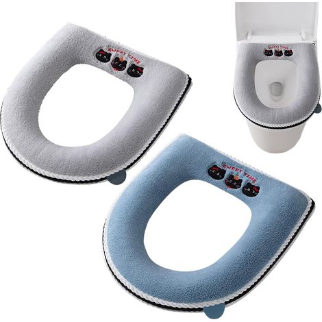 Satiskid 2 Stück WC Sitzbezüge Universal Toilettensitzkissen Griff (1/5)