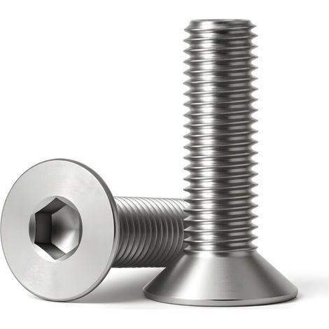 Vis à tête fraisée M5 x 25 mm (lot de 30), acier inoxydable 304 18-8, filetage entièrement usiné, finition brillante (1/5)