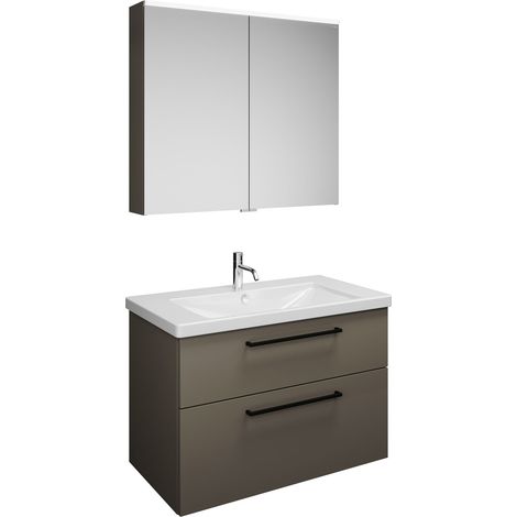 Ensemble lavabo Burg Eqio en mélamine 930 mm Blanc alpin/Gris brillant GR0234D