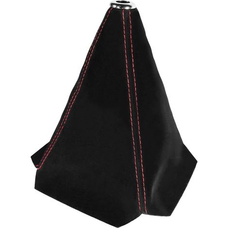 Staubschutzhülle für den Schalthebel, Schutzhülle für den Schalthebel, Schalthebelhülle aus echtem Leder für manuelle/automatische Schaltung, dekorative Autoinnenausstattung (schwarzes + rotes Wildled