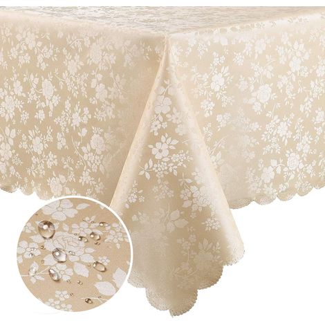 Nappe en vinyle imperméable, nappe rectangulaire résistante, nappe facile à nettoyer pour la cuisine et la salle à manger (140 cm x 200 cm) (1/5)