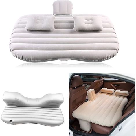 Nannigr Matelas Voiture, Lits Gonflable avec Pompe et Oreiller, Matelas Gonflable de Voiture Multifonctionnel avec Pompe à Air Electrique et Kit de Réparation 2 Oreillers 1 Sac Noir, Gris Argenté (1/5)