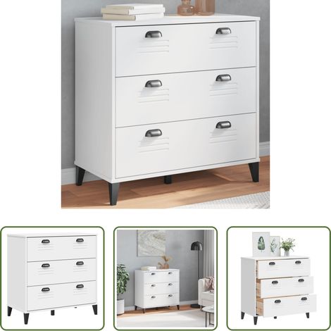 vidaXL Commode industriel - Commode VIKEN blanc bois d'ingénierie (1/5)