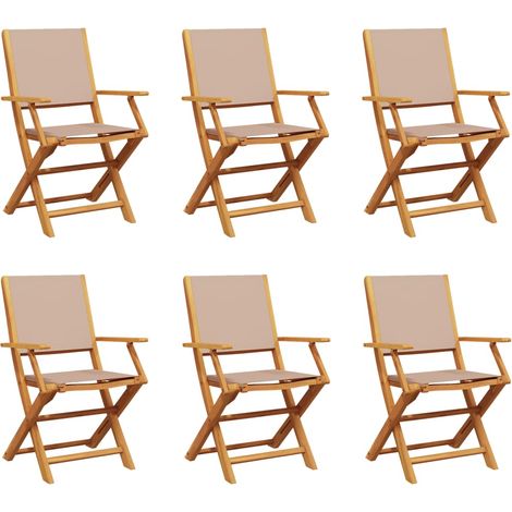 Maison Exclusive - Sedie Giardino Pieghevoli 6pz Tortora Tessuto e Legno Massello