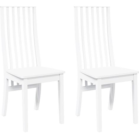 Lot de 2 Chaises à manger，Chaise de cuisine blanc bois massif caoutchouc CFW82222 (1/5)