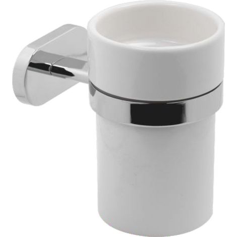 Porta Spazzolini a Parete Muro da Bagno in Ceramica Bianco Louise (1/5)